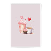 Watercolor Cupcake, Coffee Photographic Prints, Heart Balloons, Sweet Treats, Valentine's Day Decor, Kitchen Wall Art, Bakery Print - Tawshia